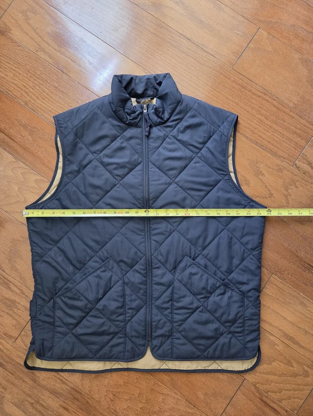 J.Crew Authentic Outerwear Quilted Walker Vest Navy Blue & Khaki Size L